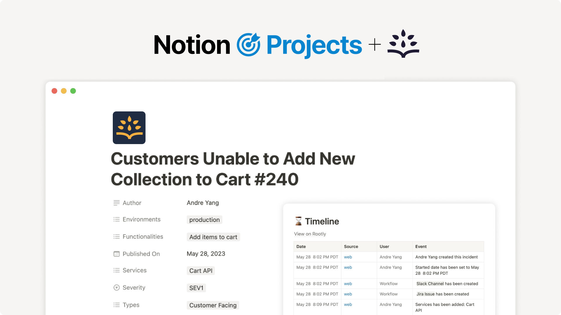 Notion Projects Integration with Rootly